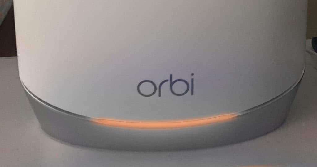 The orange color on Orbi shows a feeble internet connection but is better than purple. 