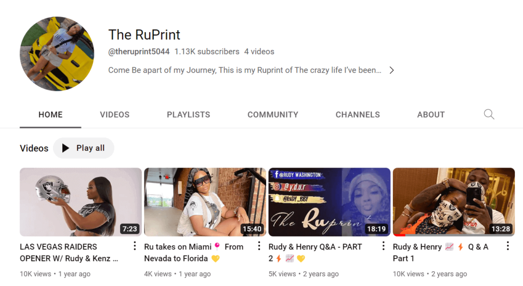 she has a YouTube channel “TheRuPrint” and she is also famous on Instagram with more than 13k followers.